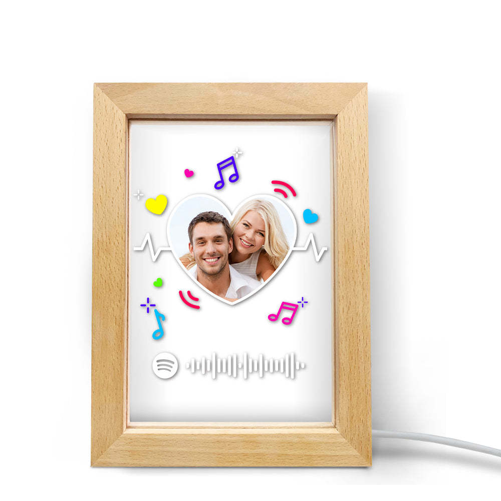 Custom Scannable Spotify Code Music Art Led Lamp Personalised Heart Picture Frame Nignt Light Gift - soufeelau
