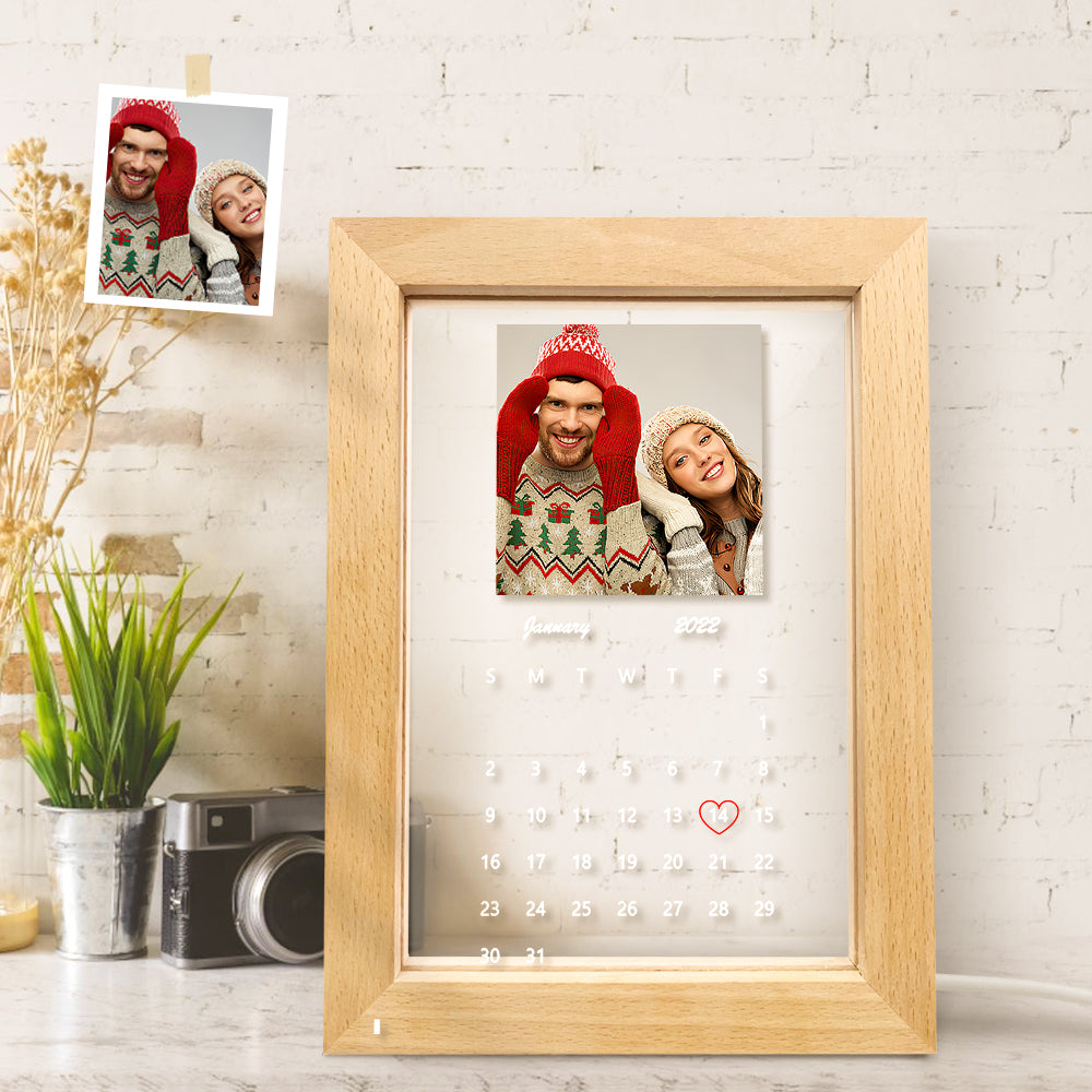 Custom Photo Calendar Led Lamp Personalised Picture Frame Nignt Light Gift - soufeelau