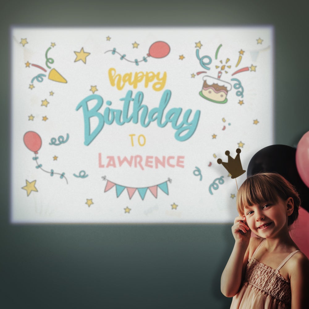 Custom Name Cartoon Happy Birthday Projector Lamp Home Party Decor Atmosphere Light Birthday Gift - soufeelau