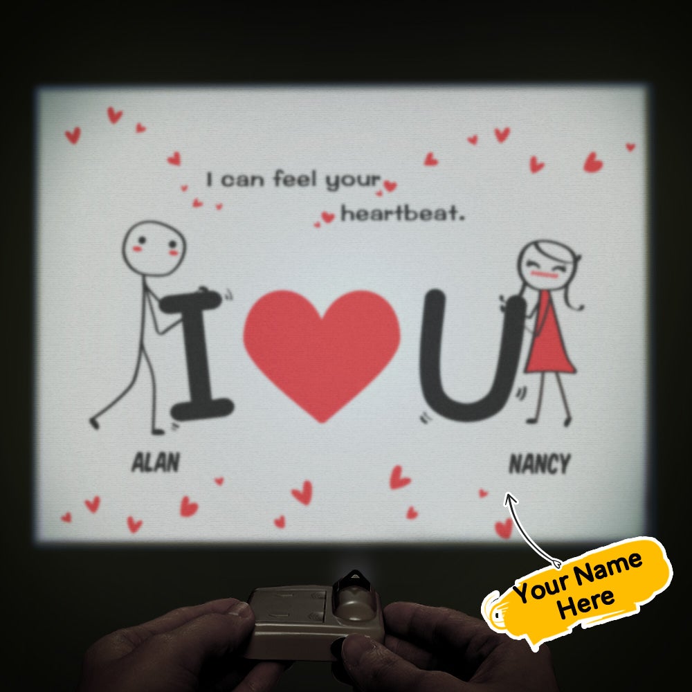 Custom Name Projector Lamp Romantic I Can Feel Your Heartbeat Home Party Decor Atmosphere Light Valentine's Day Gift - soufeelau
