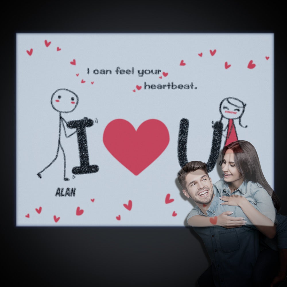 Custom Name Projector Lamp Romantic I Can Feel Your Heartbeat Home Party Decor Atmosphere Light Valentine's Day Gift - soufeelau
