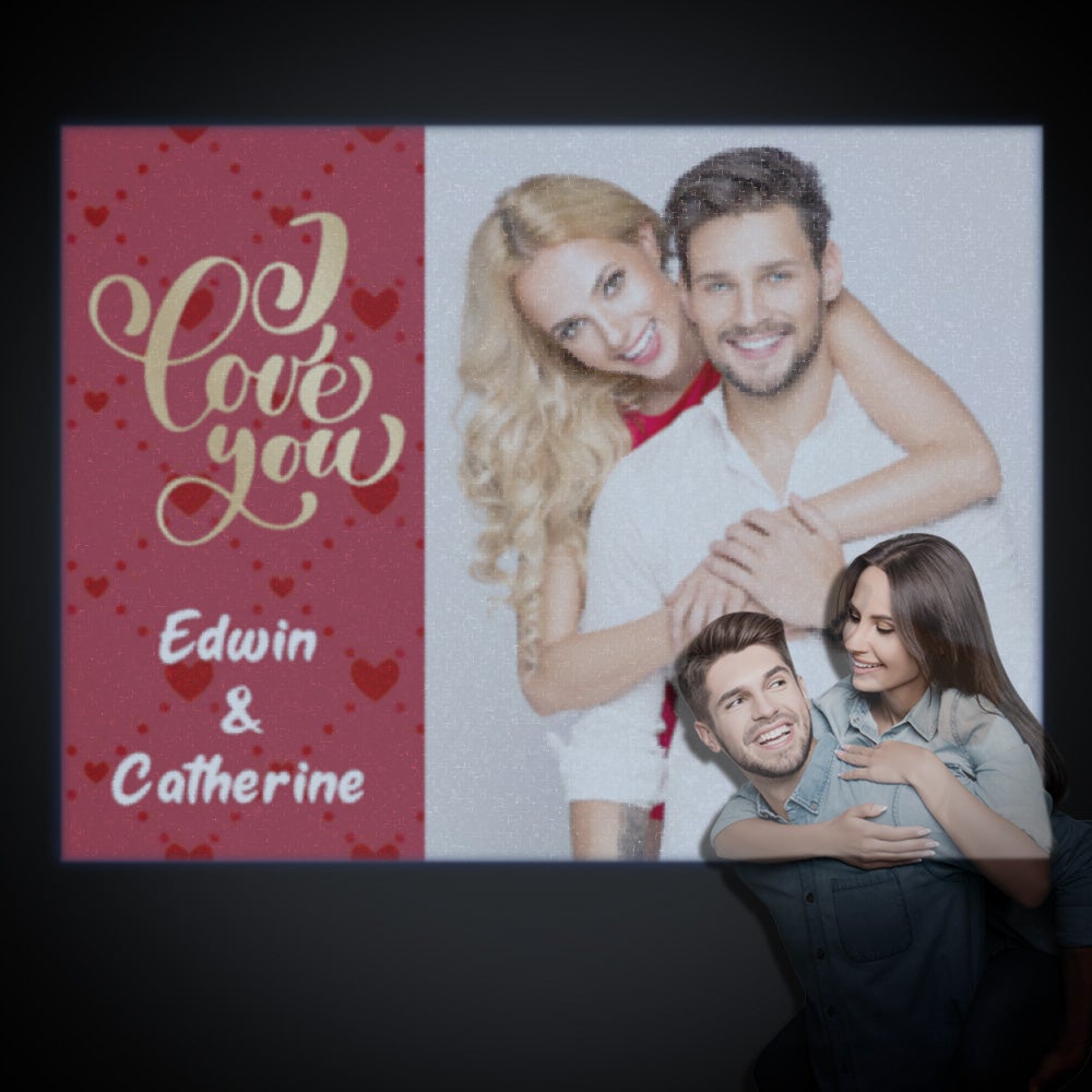 Custom Name Photo Projector Lamp Romantic Red Love Heart Home Party Decor Atmosphere Light Valentine's Day Gift - soufeelau
