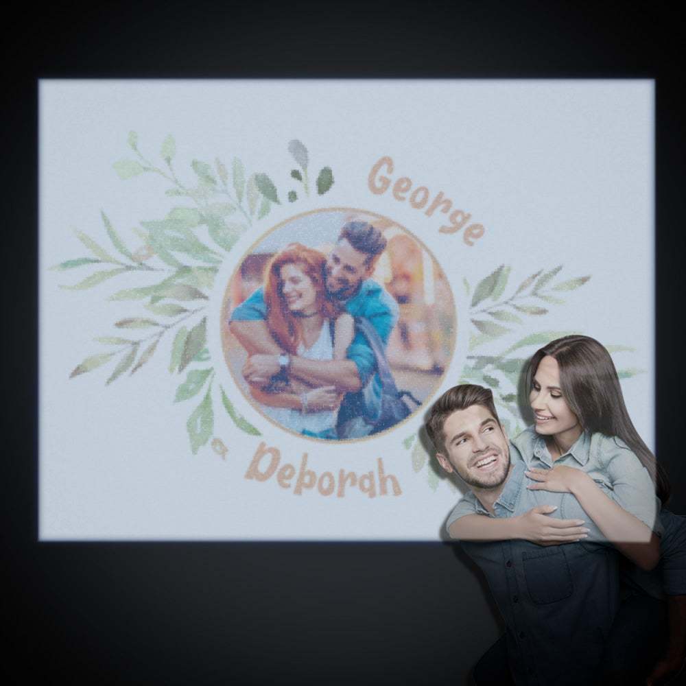 Custom Name Photo Projector Lamp Green Plant Home Party Decor Atmosphere Light Valentine's Day Gift - soufeelau