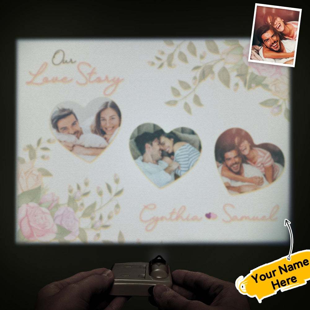 Custom Name Photo Projector Lamp Romantic Fresh Flower Home Party Decor Atmosphere Light Valentine's Day Gift - soufeelau