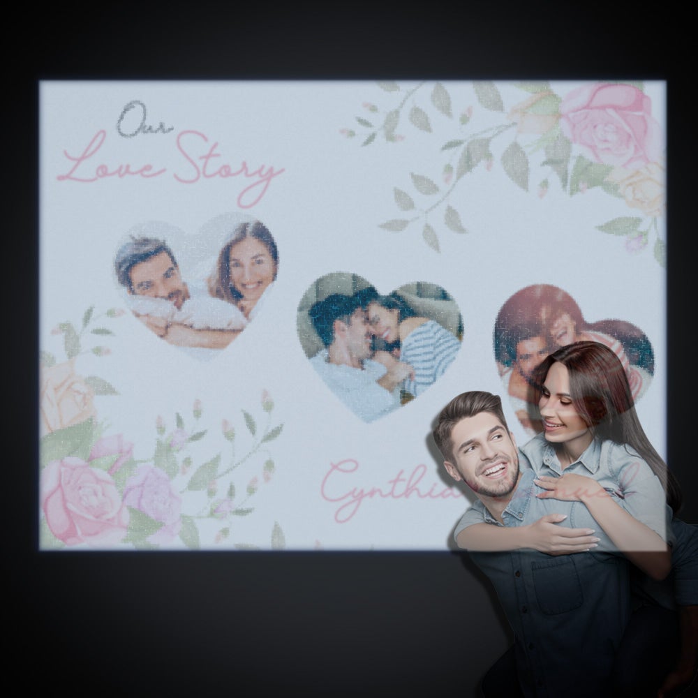 Custom Name Photo Projector Lamp Romantic Fresh Flower Home Party Decor Atmosphere Light Valentine's Day Gift - soufeelau