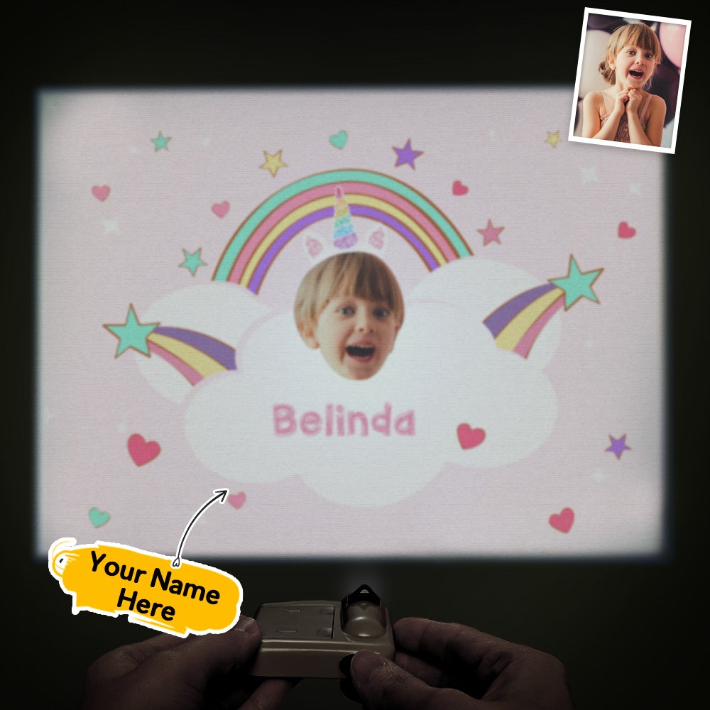 Custom Name Face Projector Lamp Cartoon Unicorn Home Party Decor Atmosphere Light - soufeelau