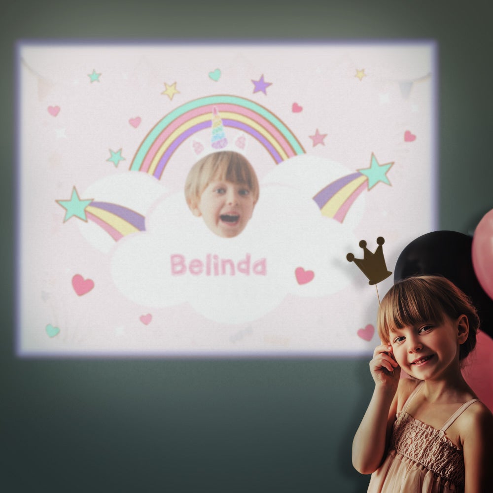 Custom Name Face Projector Lamp Cartoon Unicorn Home Party Decor Atmosphere Light - soufeelau