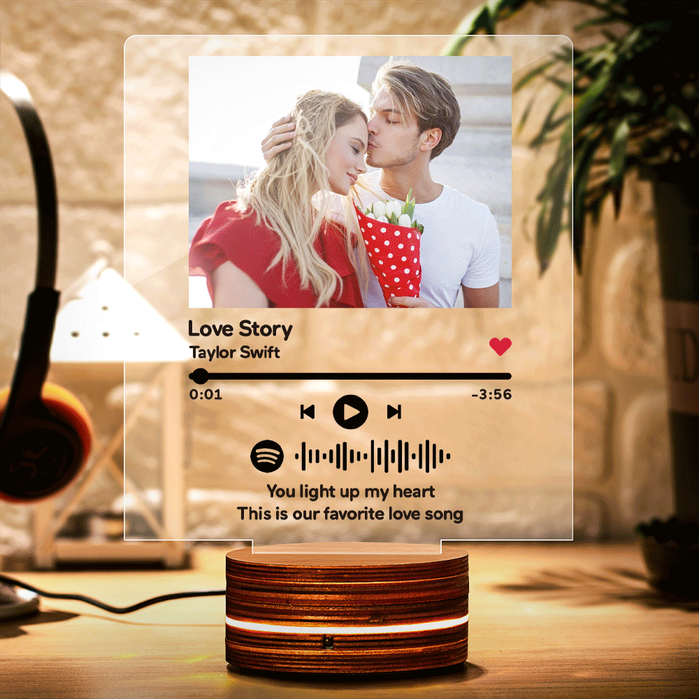 Custom Photo Spotify Code Night Light Music Plaque Night Light Romantic Gift - soufeelau