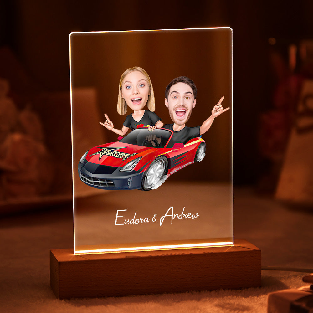 Custom Name and Photo LED Night Light Wooden Base Lamp Funny Gift for Her - soufeelau