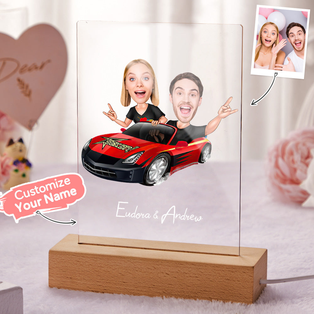 Custom Name and Photo LED Night Light Wooden Base Lamp Funny Gift for Her - soufeelau