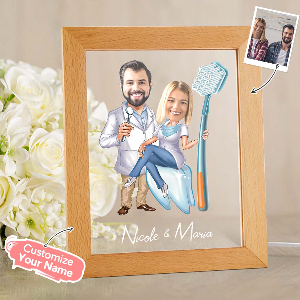 Custom Name and Photo LED Night Light Wodden Frame Night Light - soufeelau