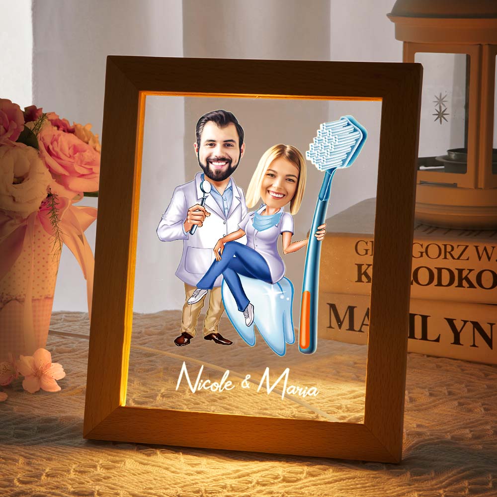 Custom Name and Photo LED Night Light Wodden Frame Night Light - soufeelau