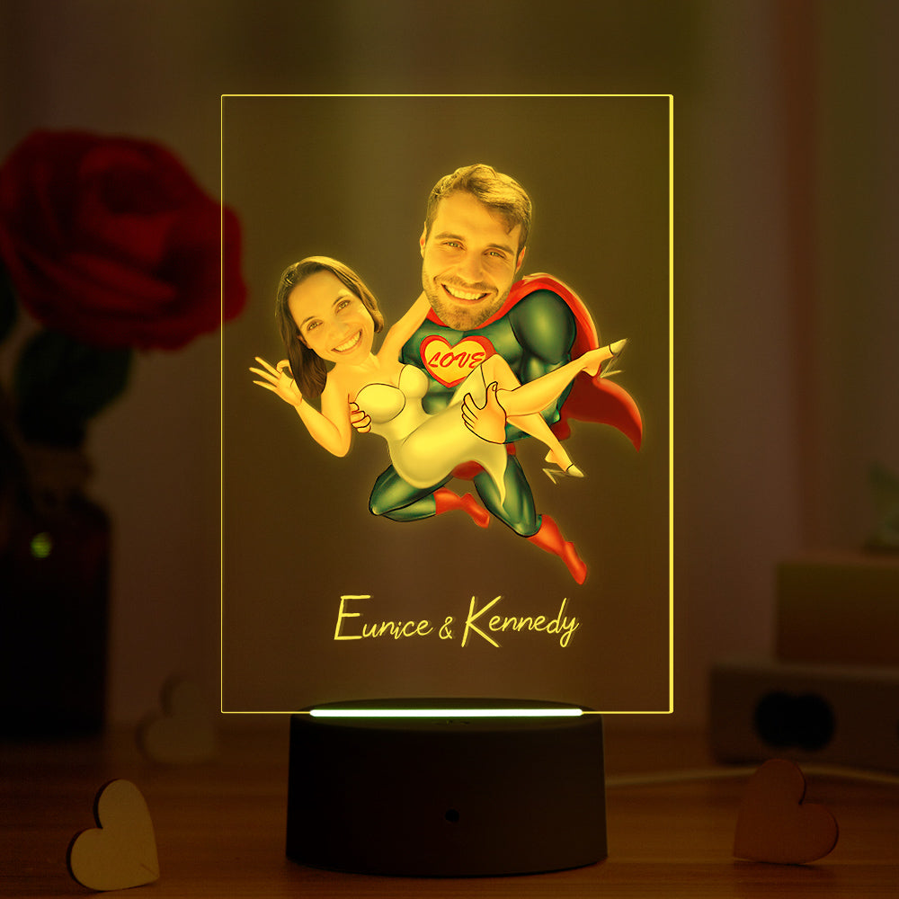 Custom Name and Photo LED Night Light Seven Colors Personalized Acrylic Lamp - soufeelau