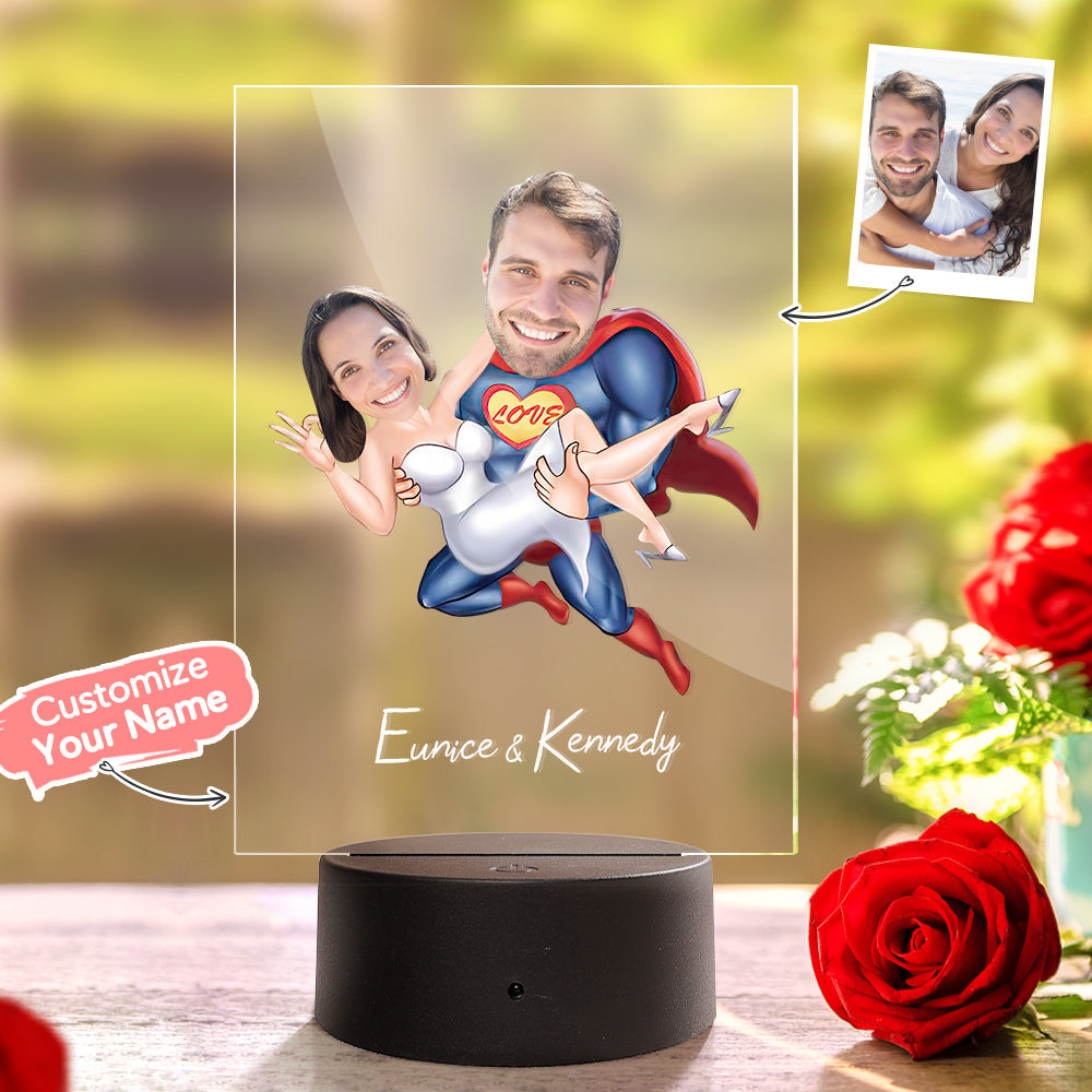 Custom Name and Photo LED Night Light Seven Colors Personalized Acrylic Lamp - soufeelau