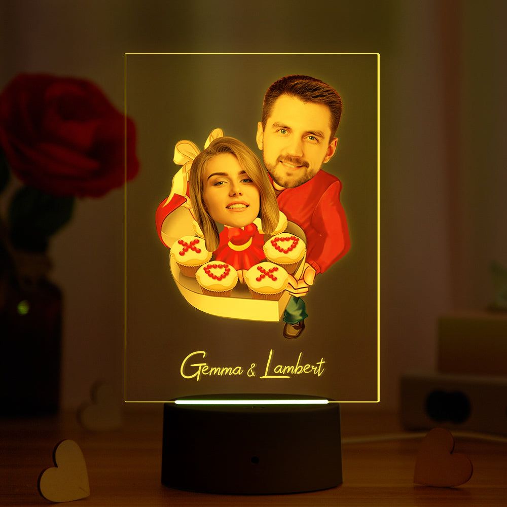 Personalized Acrylic Lamp Custom Name and Photo Seven Colors Funny Gift for Her - soufeelau