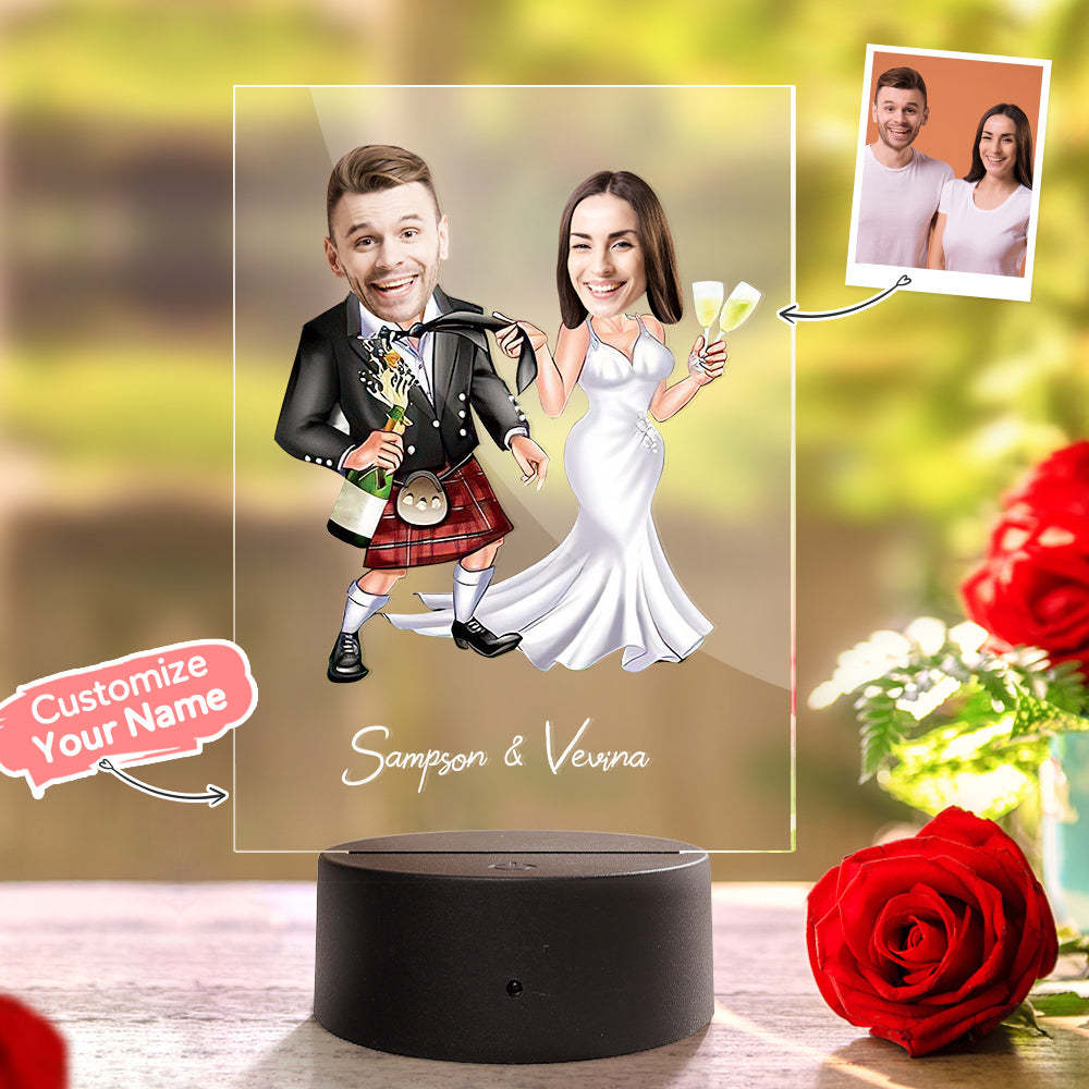 Personalized Acrylic Lamp Custom Name and Photo Wodden Frame LED Light Funny Gift - soufeelau