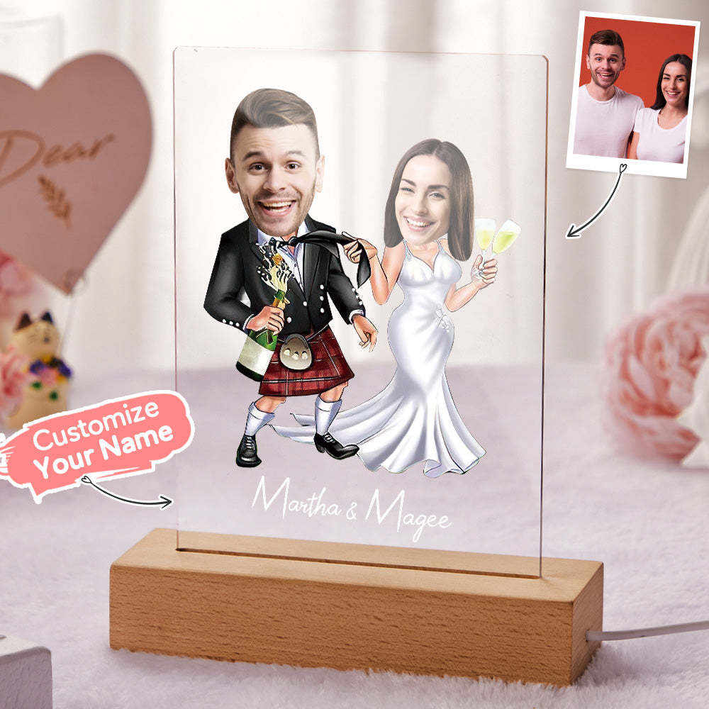 Personalized Acrylic Lamp Custom Name and Photo Wodden Frame LED Light Funny Gift - soufeelau