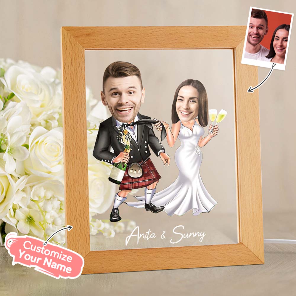 Personalized Acrylic Lamp Custom Name and Photo Wodden Frame LED Light Funny Gift - soufeelau