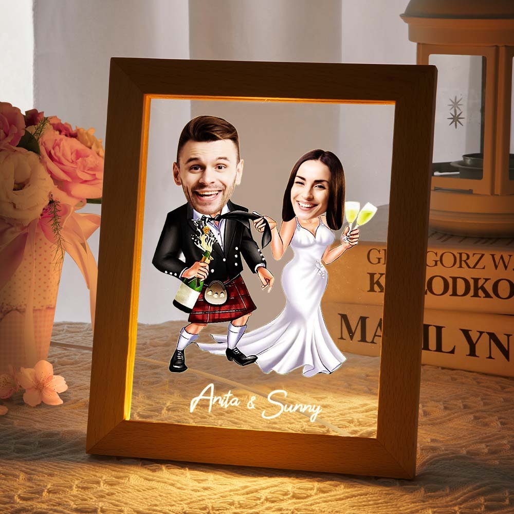 Personalized Acrylic Lamp Custom Name and Photo Wodden Frame LED Light Funny Gift - soufeelau