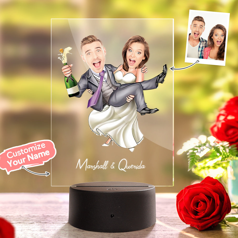 Personalized Acrylic Lamp Custom Name and Photo Wooden Base Lamp - soufeelau