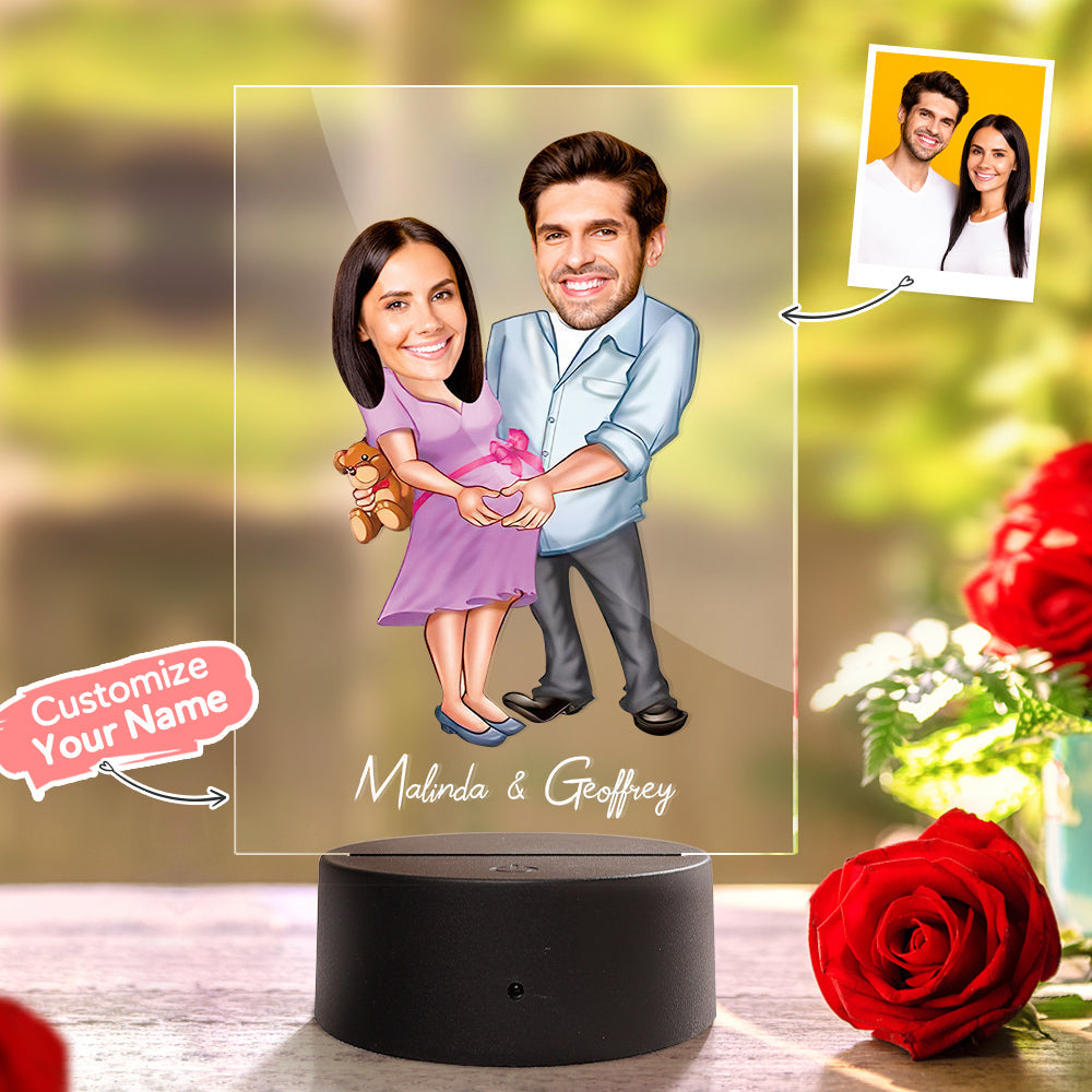 Custom Acrylic Lamp Personalized Name and Photo Wodden Frame Night Light - soufeelau