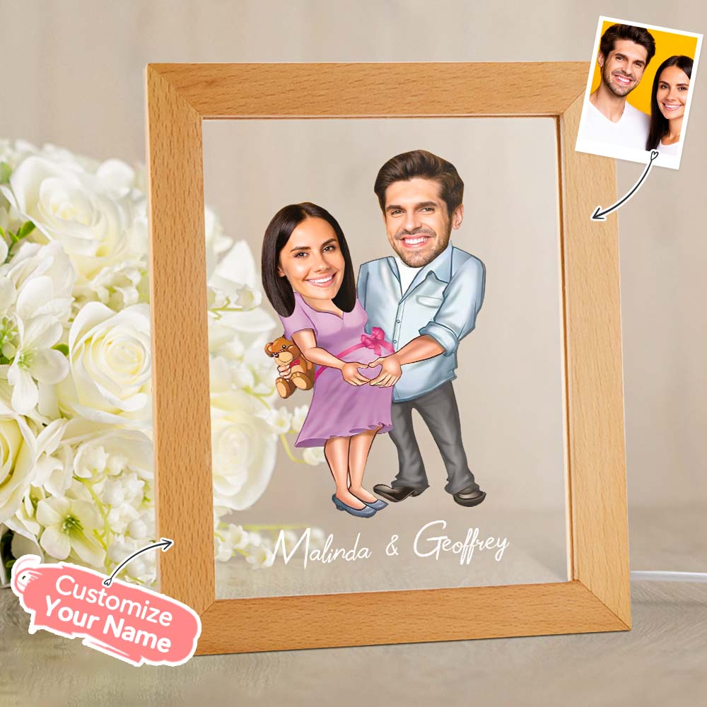Custom Acrylic Lamp Personalized Name and Photo Wodden Frame Night Light - soufeelau