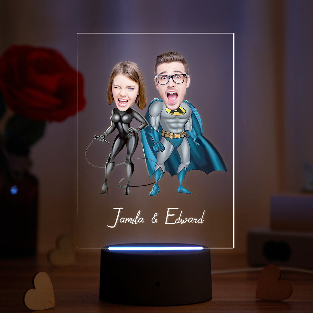 Personalized Couple Name and Photo Acrylic Led Lamp Seven Colors - soufeelau