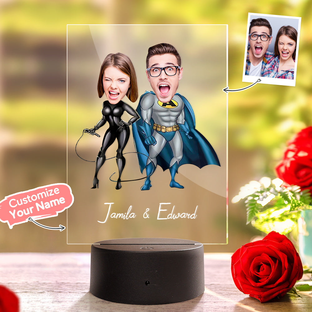 Personalized Couple Name and Photo Acrylic Led Lamp Seven Colors - soufeelau