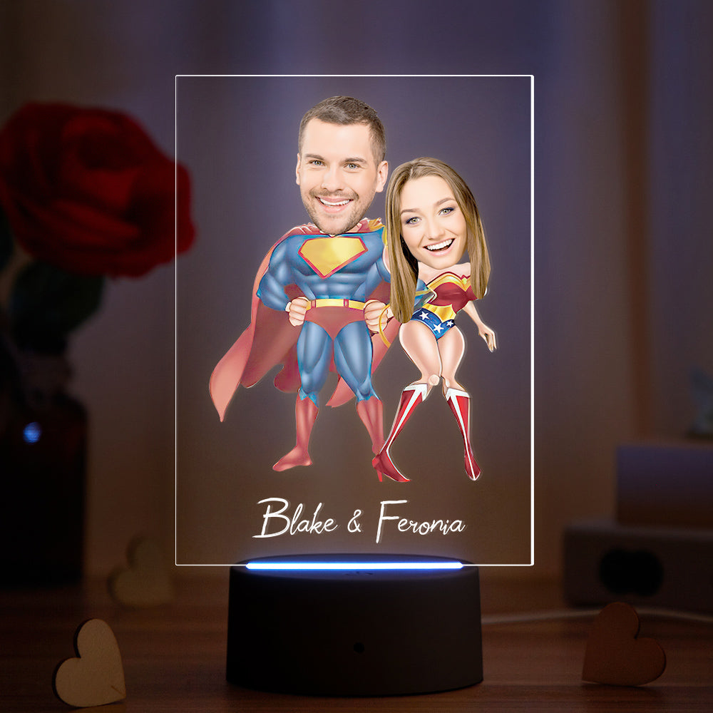 Custom Lovers Photo and Name Acrylic Led Lamp Seven Colors - soufeelau