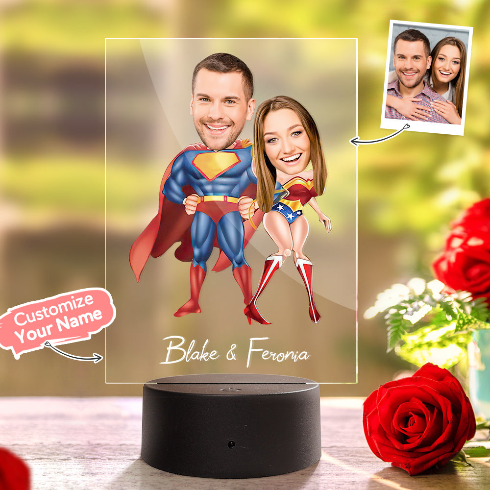 Custom Lovers Photo and Name Acrylic Led Lamp Seven Colors - soufeelau