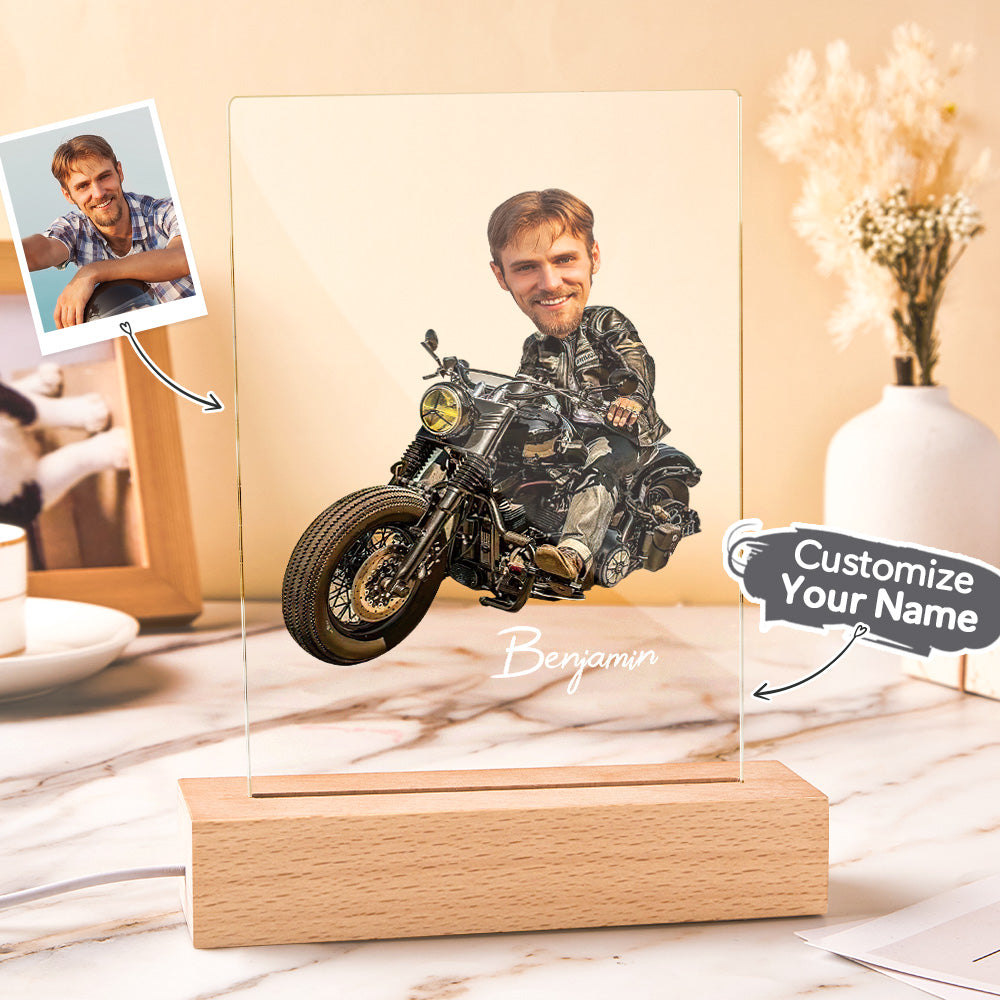 Personalized Name and Photo Acrylic Led Lamp Seven Colors Funny Gift for Him - soufeelau