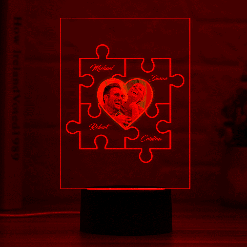 Custom Acrylic Plaque Night Light with Your Photo and Name Table Colorful Lamp Gift - soufeelau