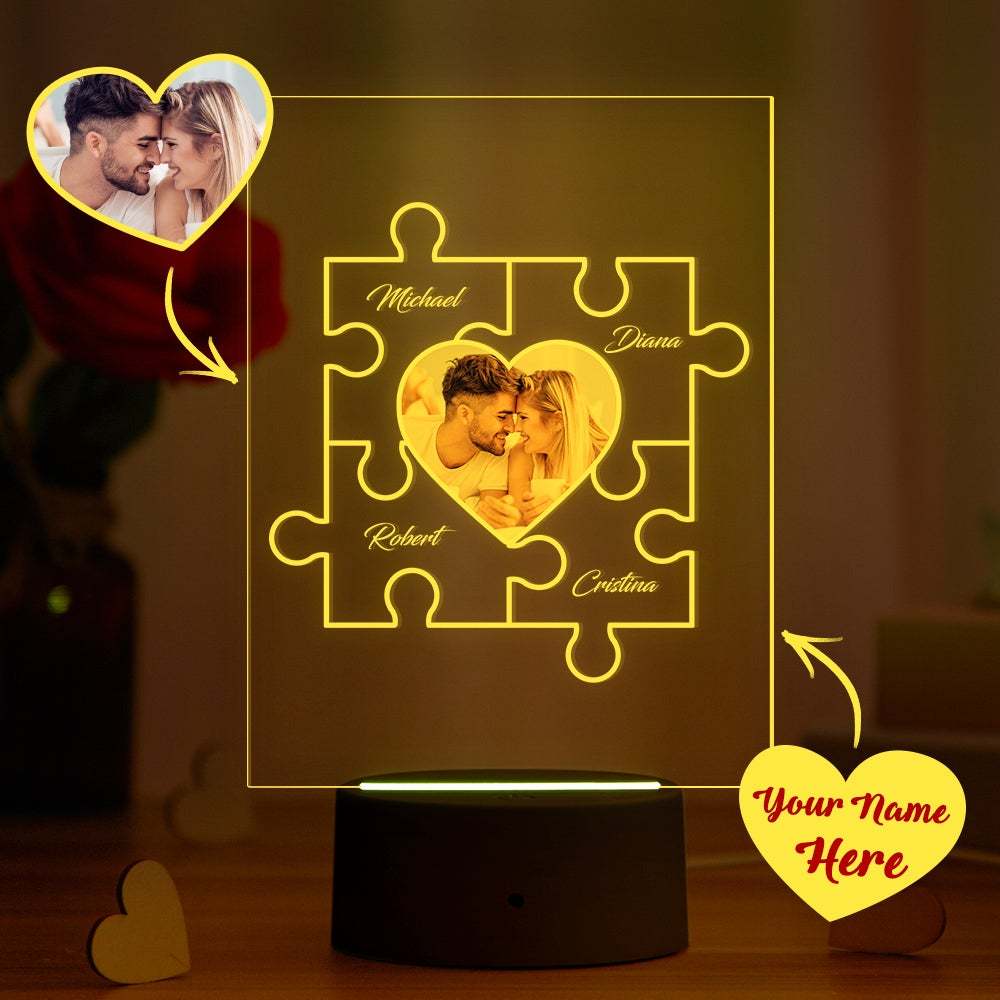 Custom Acrylic Plaque Night Light with Your Photo and Name Table Colorful Lamp Gift - soufeelau