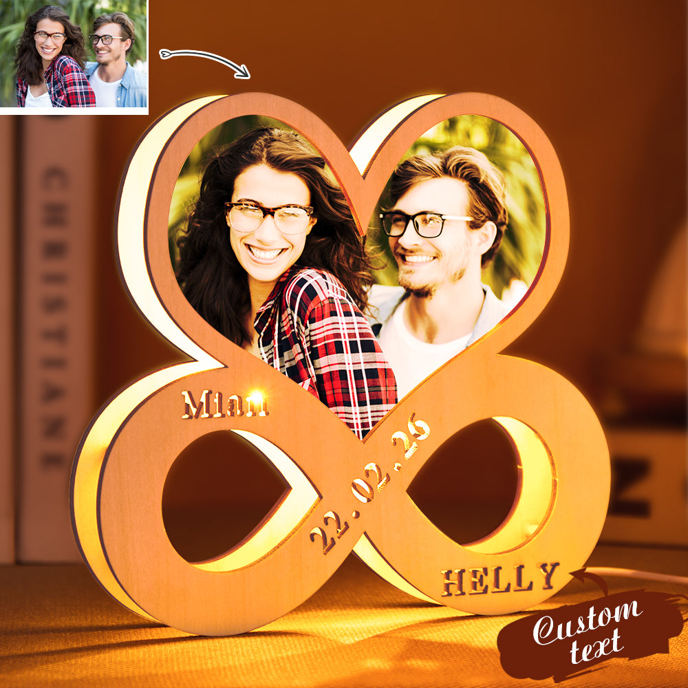 Custom Infinity Heart-shaped Photo Light Personalized Engraved Night Lamp for Valentine's Day and Anniversary - soufeelau