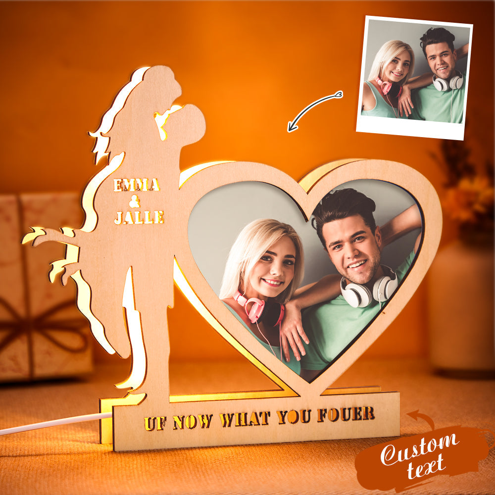 Custom Couple Heart-shaped Photo Light Personalized Name Night Lamp for Valentine's Day and Anniversary - soufeelau