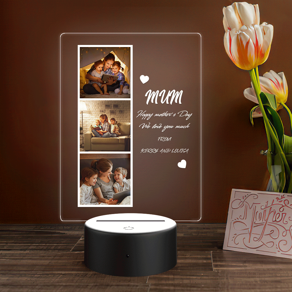 Custom Photo and Name Acrylic Night Light Gift for Mom - soufeelau