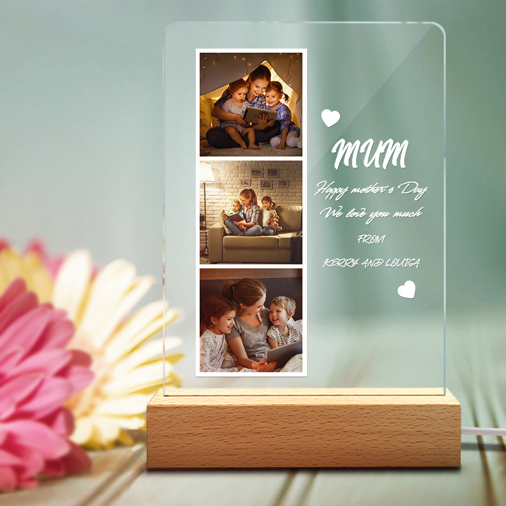 Custom Photo and Name Acrylic Night Light Gift for Mom - soufeelau