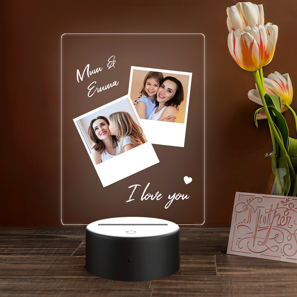 Mother's Day Gift Personalized Photo and Name Acrylic Lamp - soufeelau