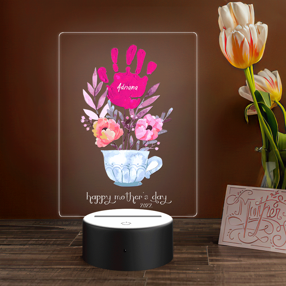Custom Name and Date Handprint Night Light Mother's Day Gift - soufeelau