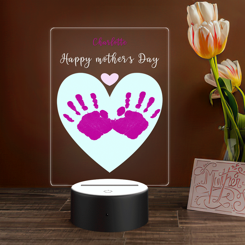 Custom Name Plague Handprint Night Light Gift for Mom - soufeelau