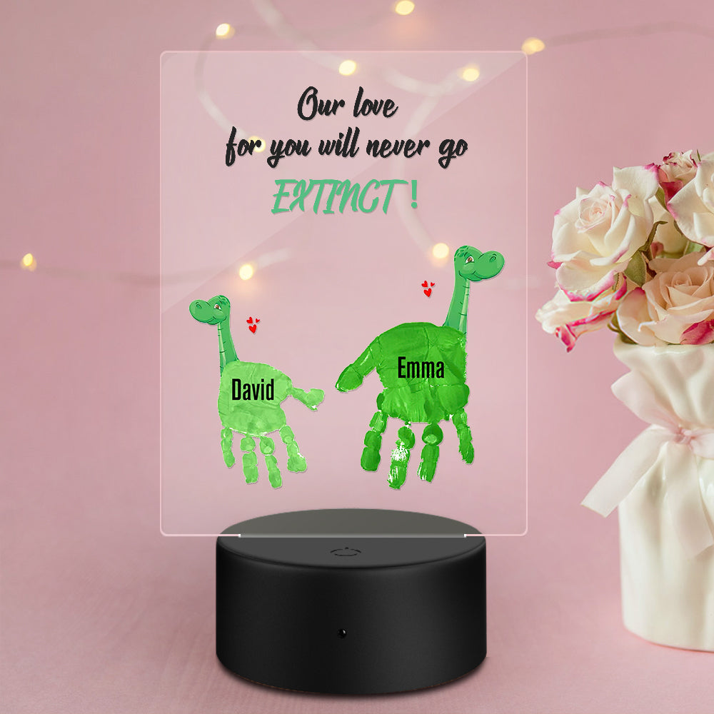 Mother's Day Gift Custom Names Handprint Night Light Wooden Frame - soufeelau