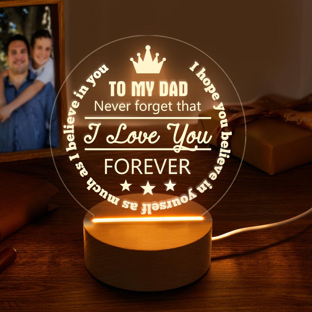 Custom Wooden Lamp Never Forget My Dad Night Light - soufeelau