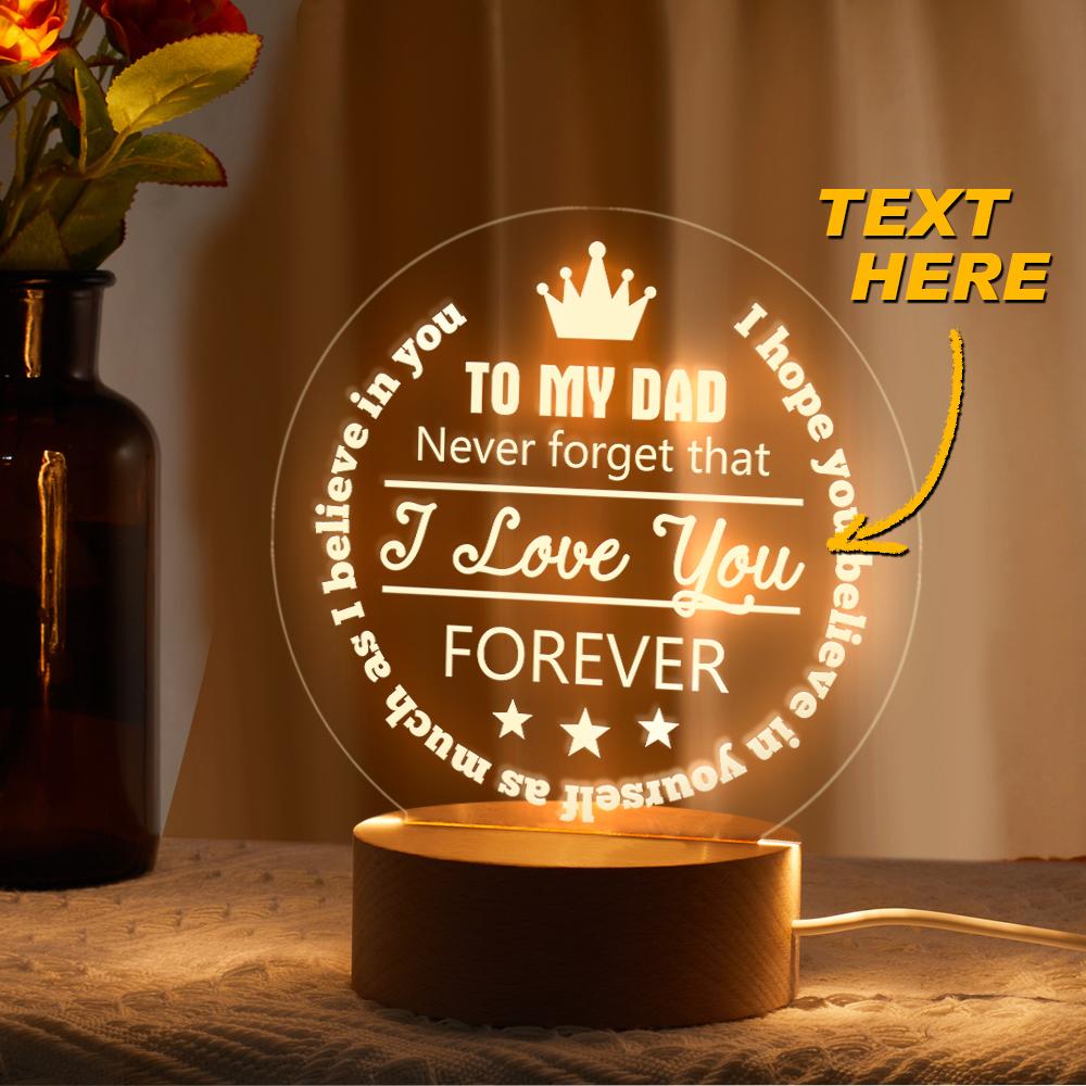 Custom Wooden Lamp Never Forget My Dad Night Light - soufeelau