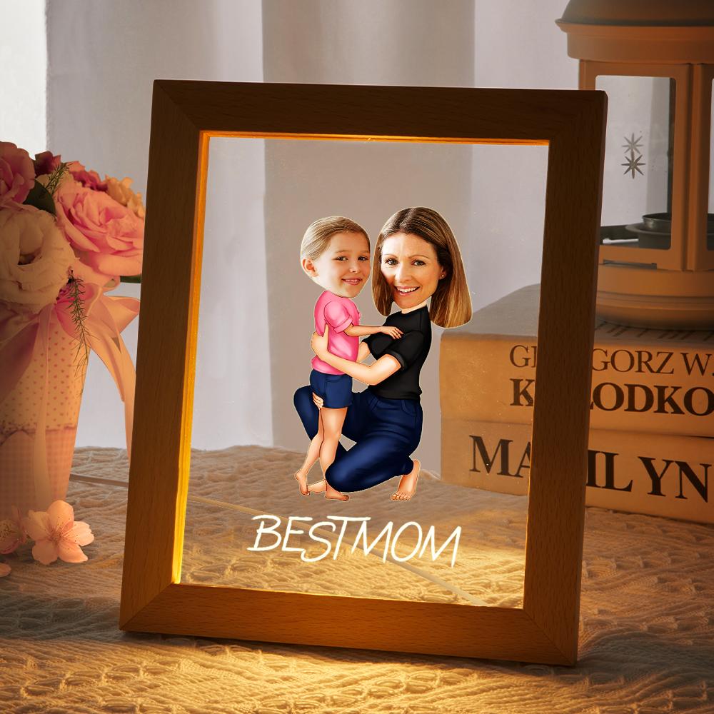 Custom Face Photo Wooden Frame Painting Personalized Dear Mommy and Me Wooden Wall Art Gift For Mother's Day - soufeelau