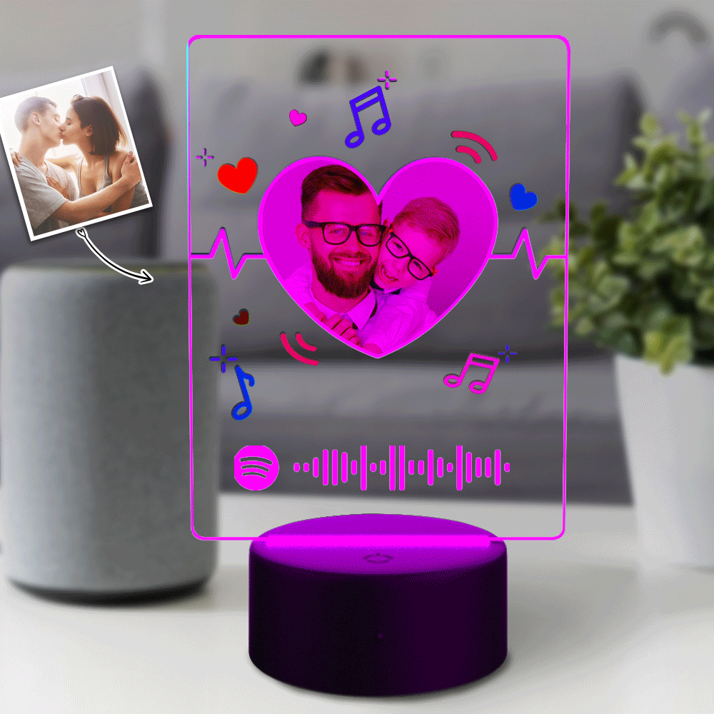 Father's Day Gift Spotify Led Light Lamp Custom Night Light Music Song Plaque 7 Colors