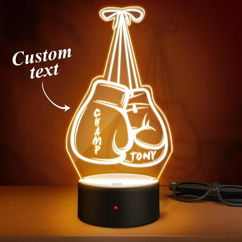 Custom Engraved Night Light Personalized Acrylic Plaque Boxing Gloves Sign Father's Day Gift - soufeelau