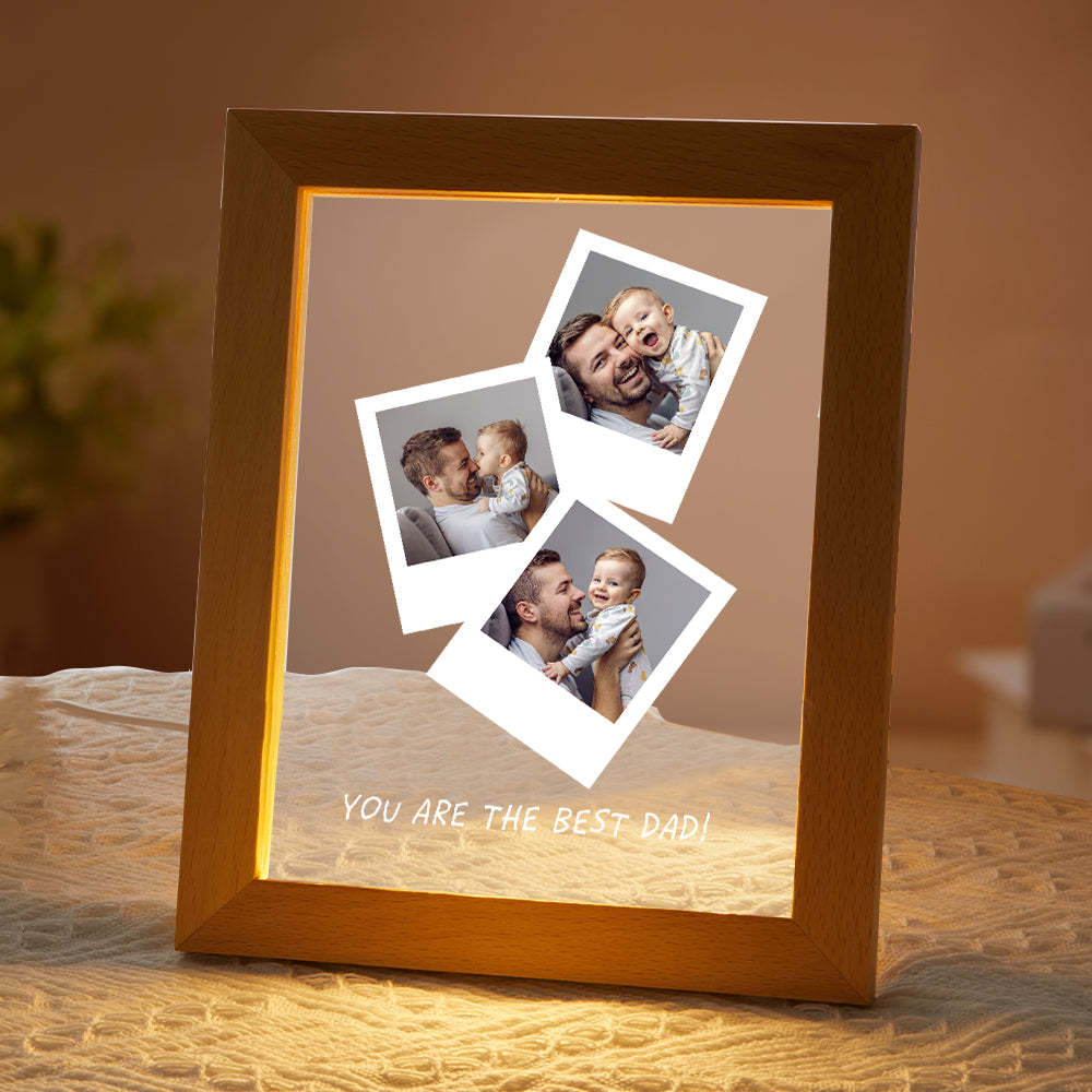 Father's Day Gift Custom Photo Wooden Base Night Light for Dad - soufeelau