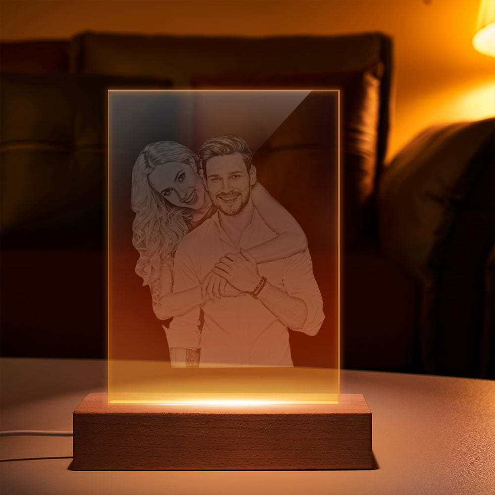 Custom Photo Lamp Personalized Glass Led Night Lamp for Wedding Gift - soufeelau