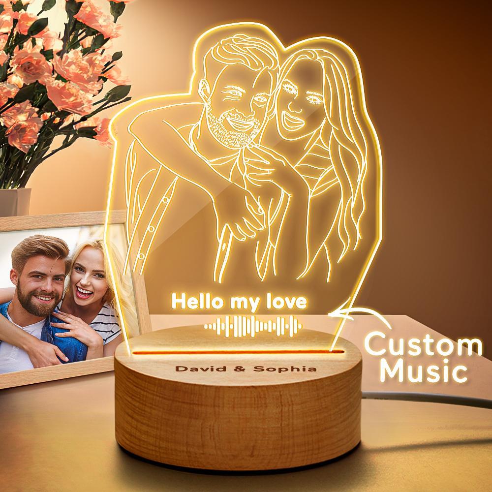 Scannable Music Code 3D Line Art Photo Lamp Custom Music Lamp Best Gift for Her - soufeelau