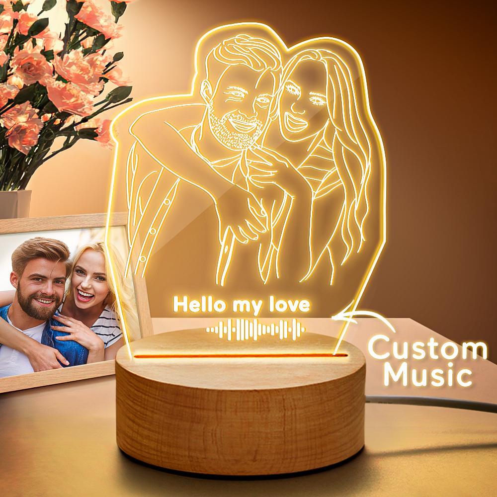 Scannable Music Code 3D Line Art Photo Lamp Custom Music Lamp Best Gift for Her - soufeelau